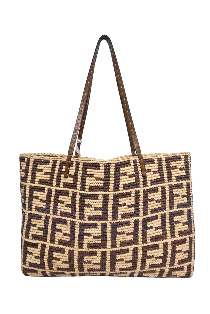 Fendi Large Roll FF Raffia Tote