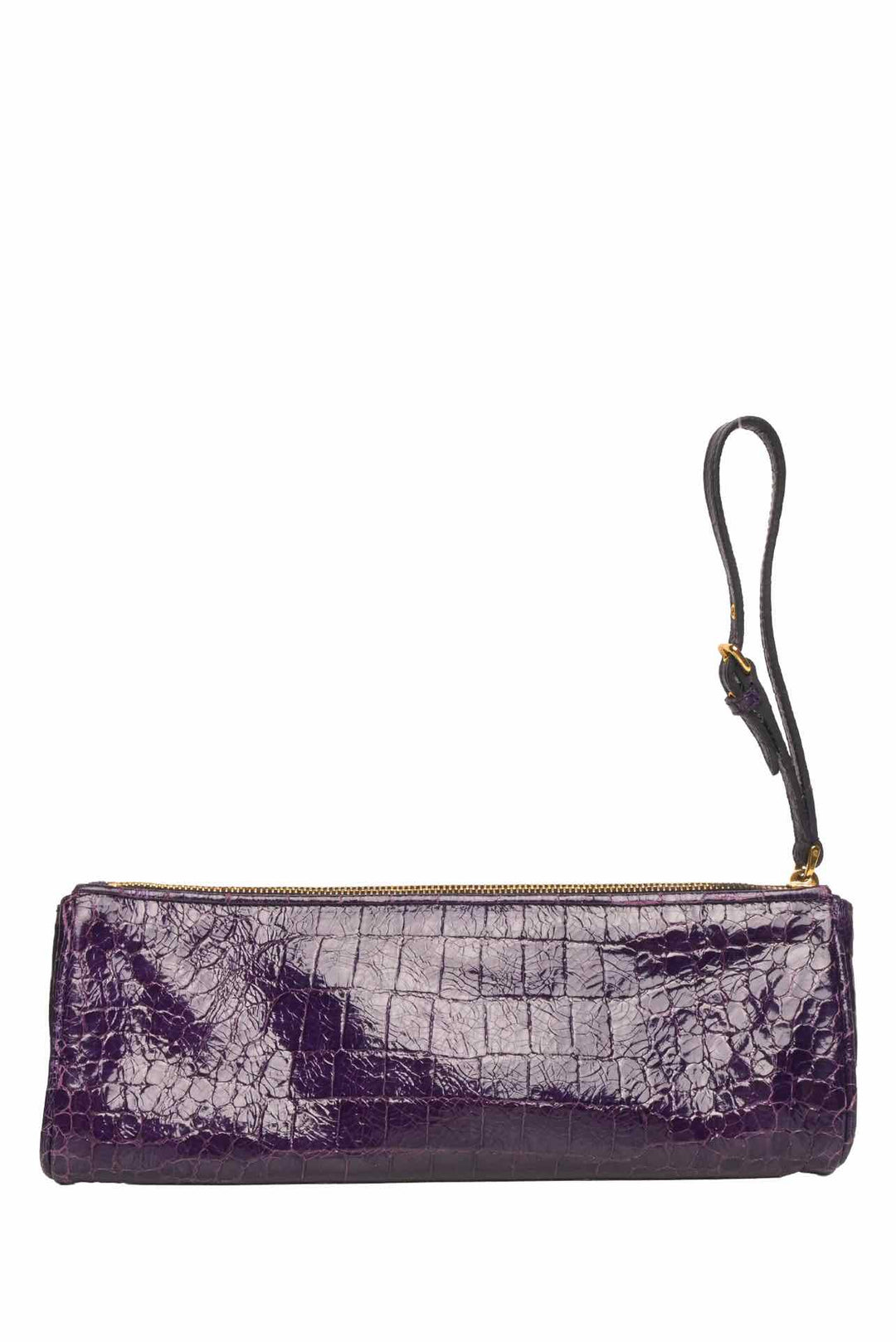 Miu Miu Croc Embossed Patent Leather Zip Wristlet Clutch