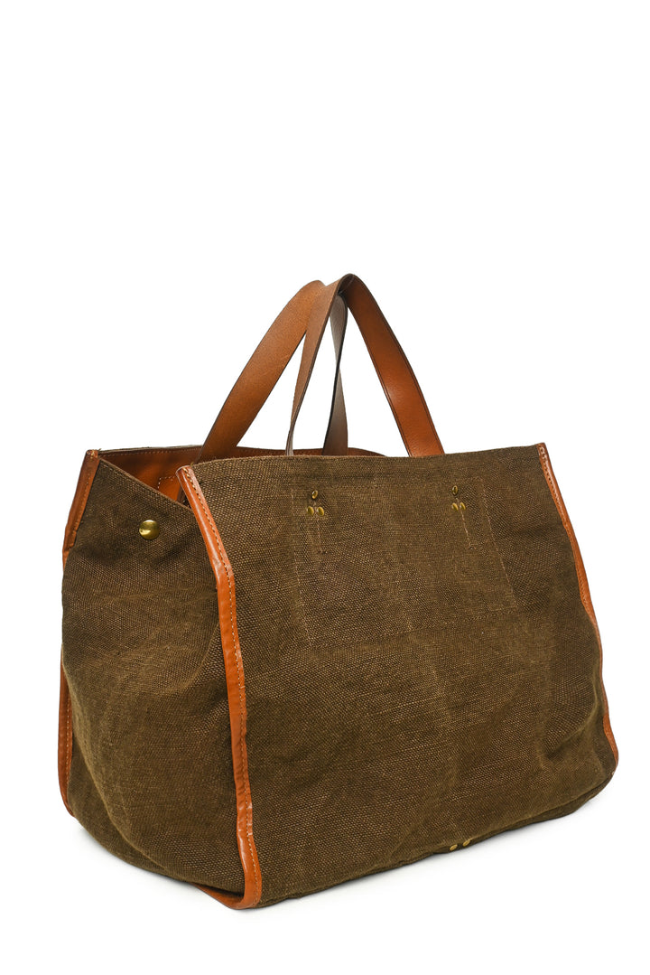 Jerome Dreyfuss Leather Trim Canvas Tote