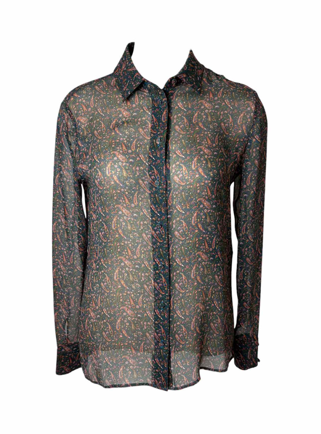 Saint Laurent Size 8 Silk Paisley Blouse