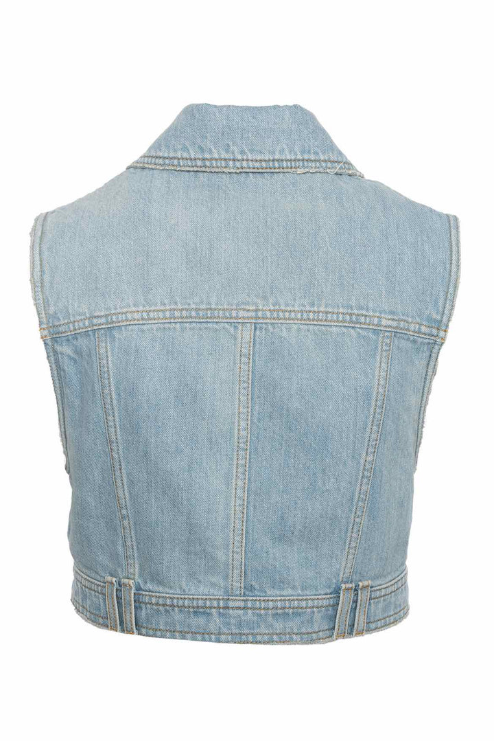 Balmain Size 36 Cropped Denim Vest