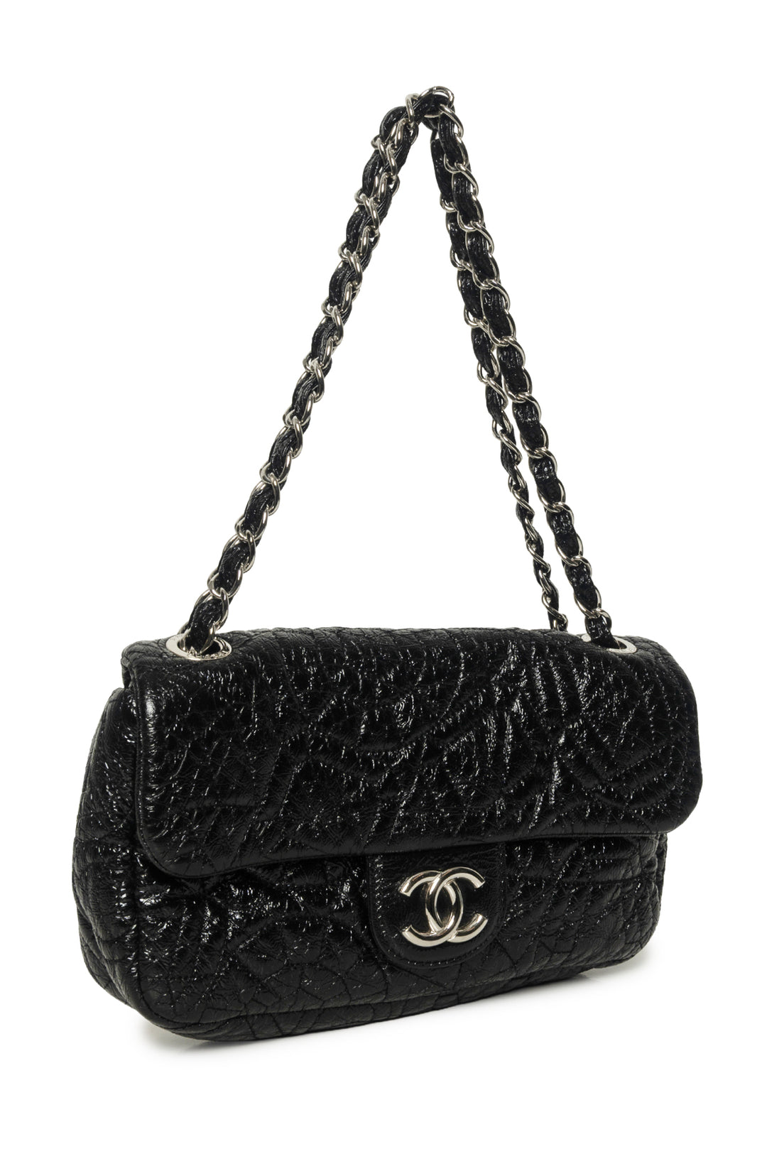 Chanel Patent Graphic Edge Single Flap Bag