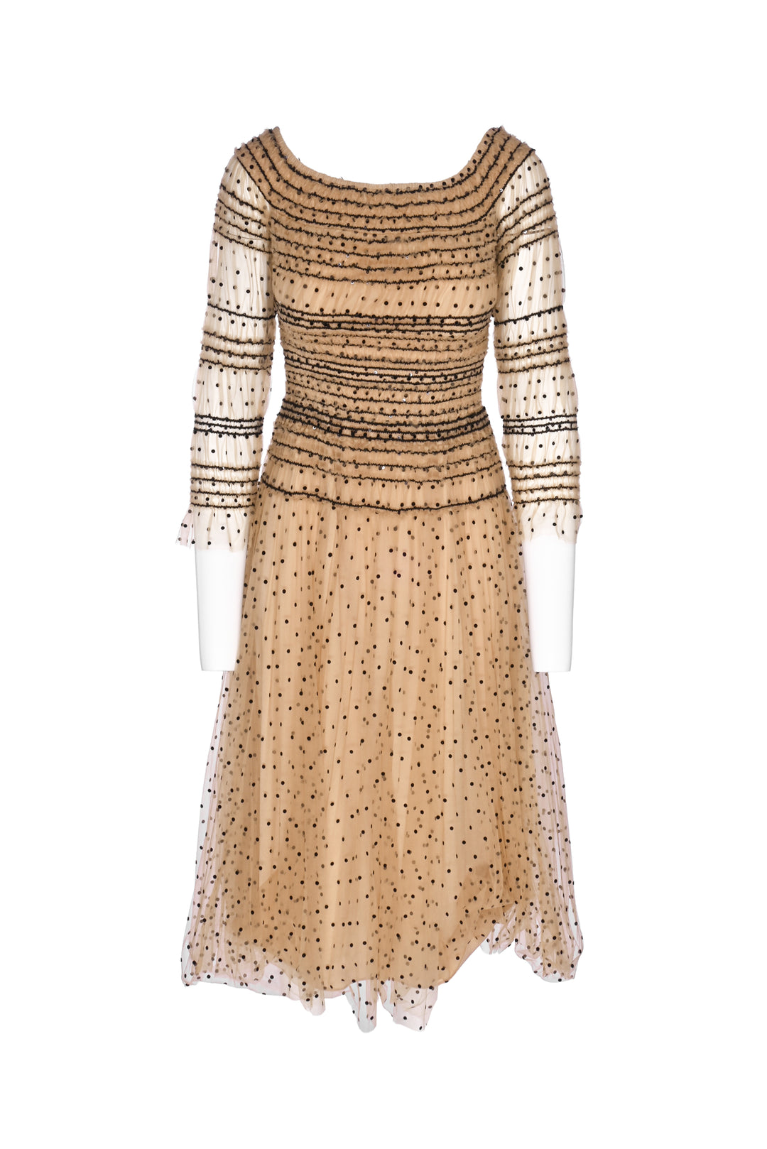 Self Portrait Size 2 Shirred Polka Dot Off Shoulder Midi Dress