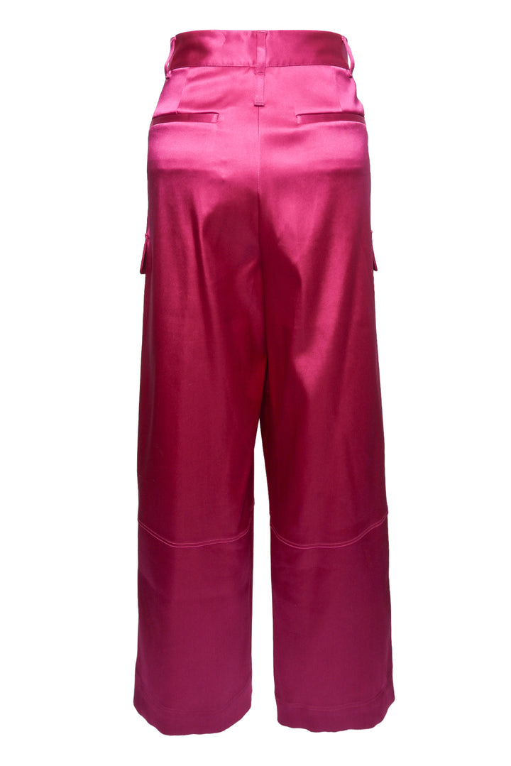 Frame Size 6 High-Rise Wide-Leg Satin Cargo Pants
