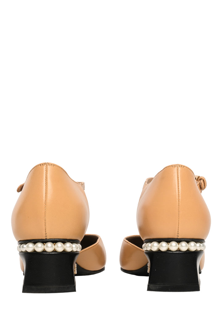 Chanel Size 36 Embellished Heel Cap Toe Mary Jane Pumps