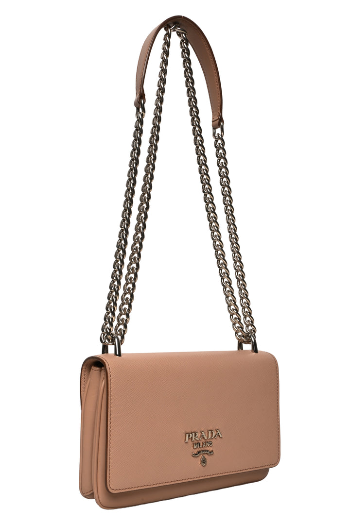 Prada Saffiano & Soft Calf Leather Chain Crossbody