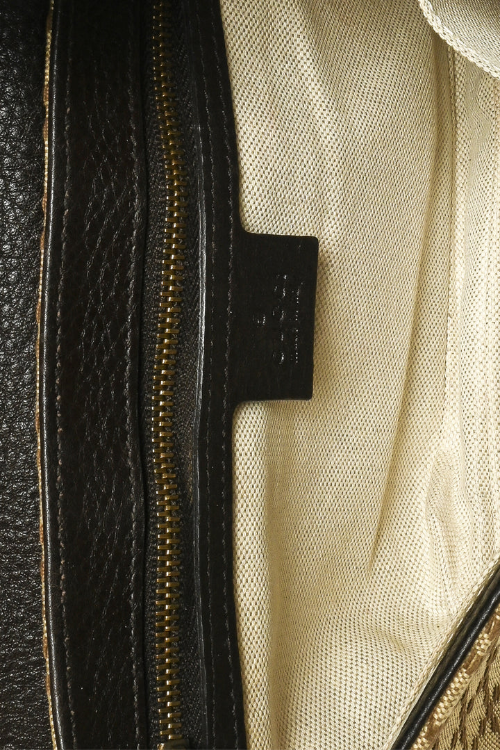 Gucci Leather & Diamante Canvas 1973 Chain Shoulder Bag