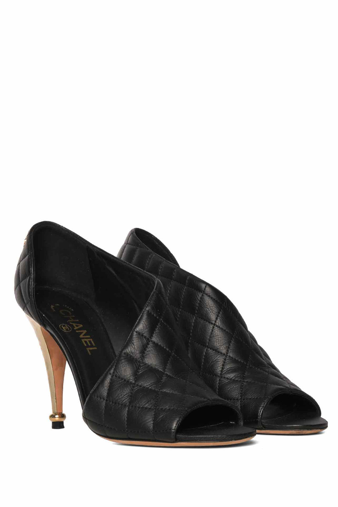 Chanel Size 39.5 D'Orsay Quilted Open Toe Pumps