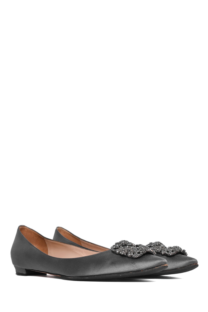Manolo Blahnik Size 43 Satin Jewel Buckle Hangisi Flats