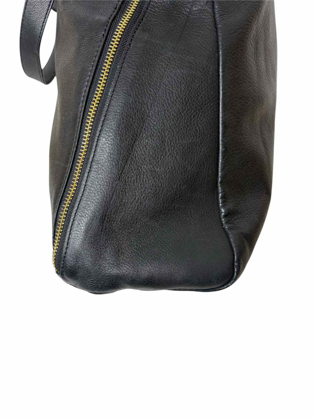 Max & Co Black Leather Gold Tone Zipper Tote Purse