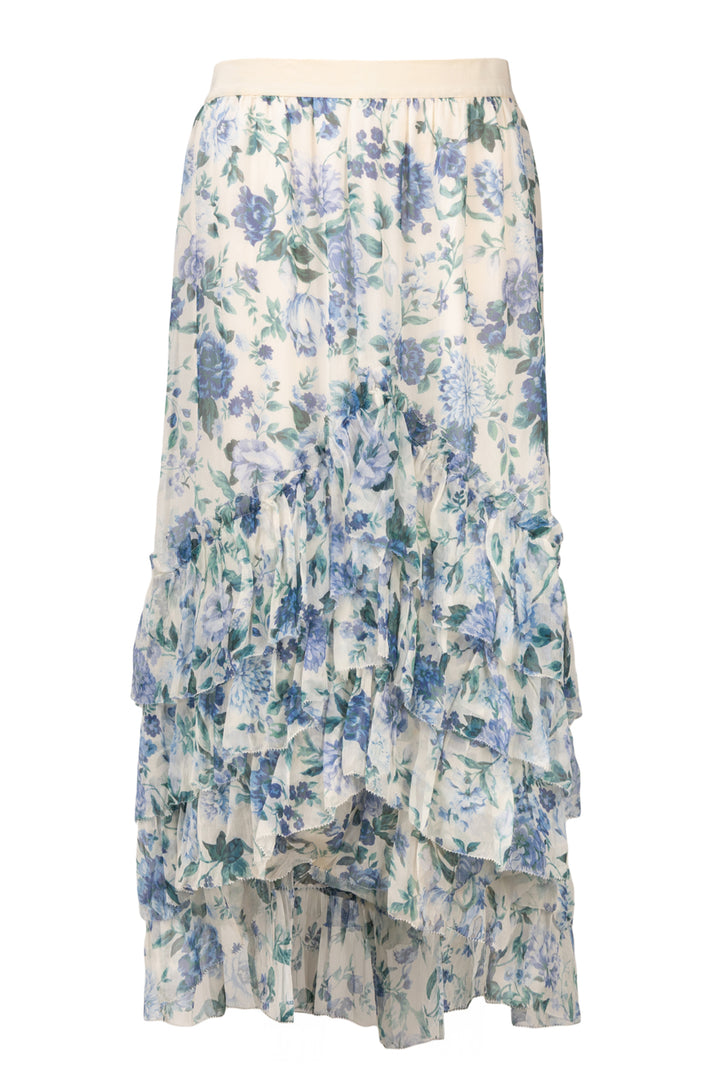 Zimmermann Size 2 Floral Tiered Midi Skirt