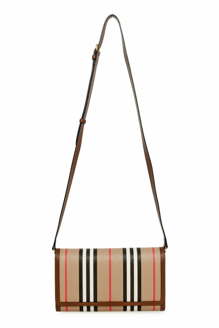 Burberry E-Canvas Icon Stripe Hannah Wallet With Detachable Strap