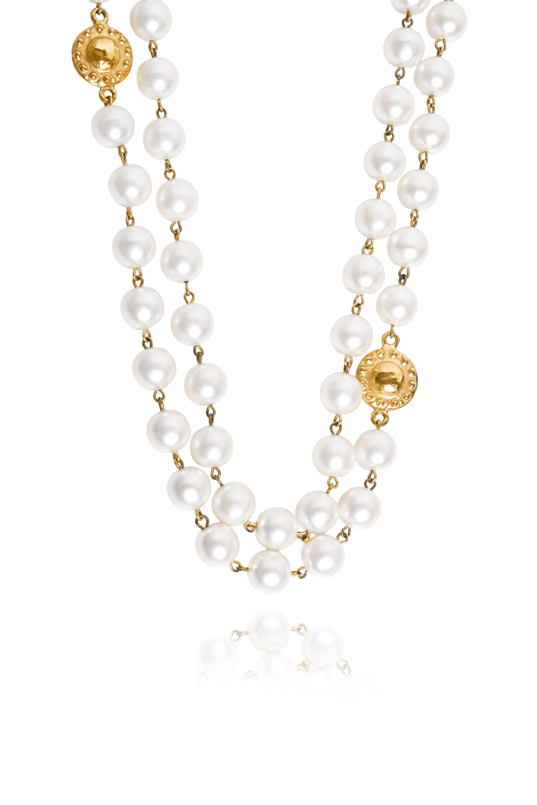 Chanel Vintage Season 23 Gold Plated CC Faux Pearl Necklace