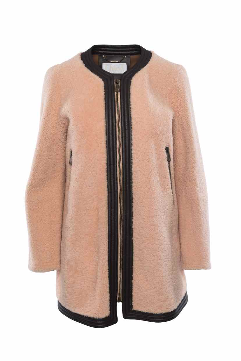 Chloe Size 36 Dyed Lamb Shearling Coat