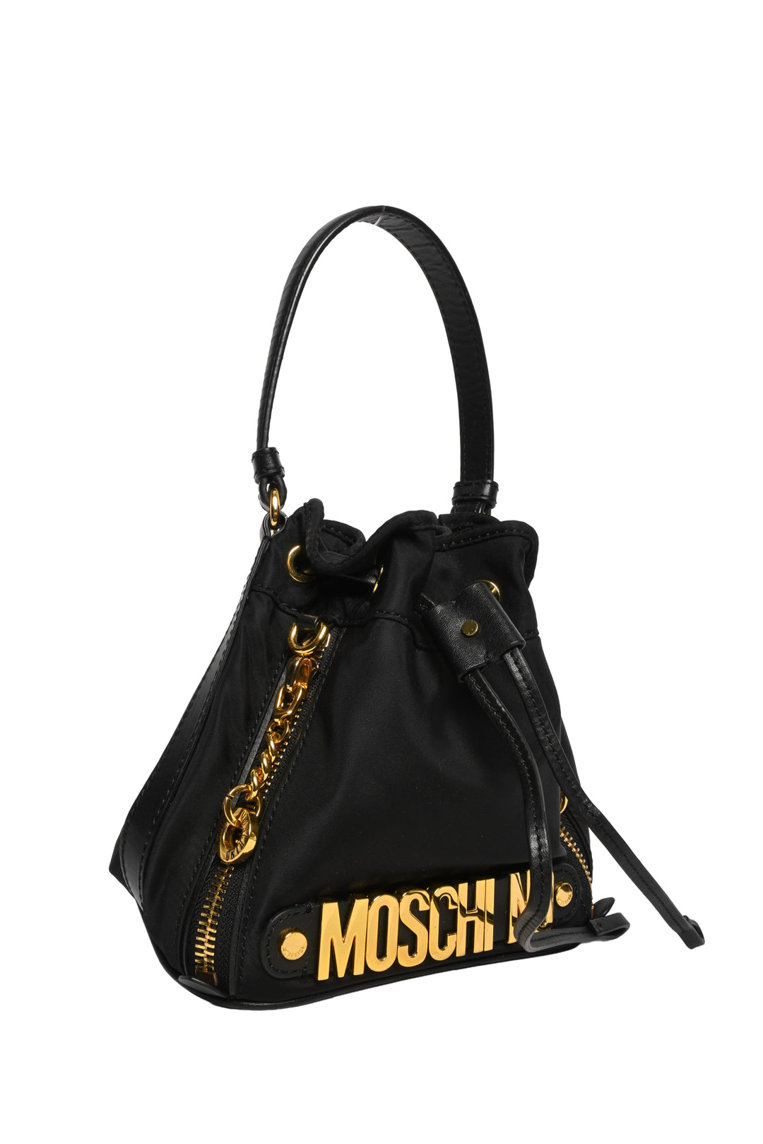 Moschino Nylon & Leather Bucket Bag