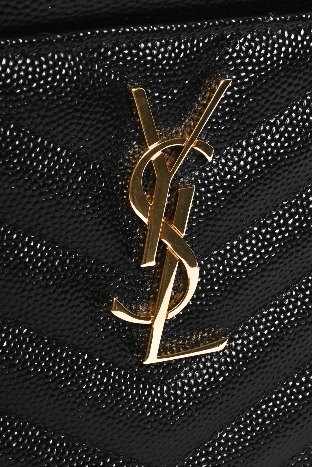 Saint Laurent 2019 Grain De Poudre Chevron Monogram Bill Pouch