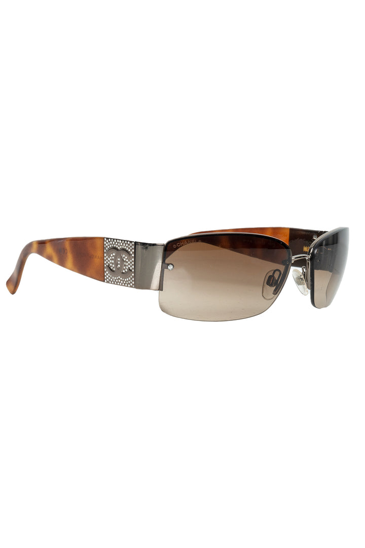 Chanel Tortoiseshell Crystal CC Eyewear