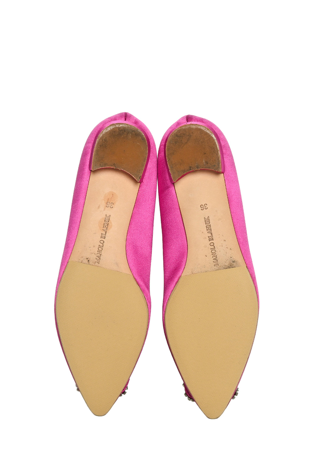 Manolo Blahnik Size 36 Hangisi Satin Jewel Buckle Flats