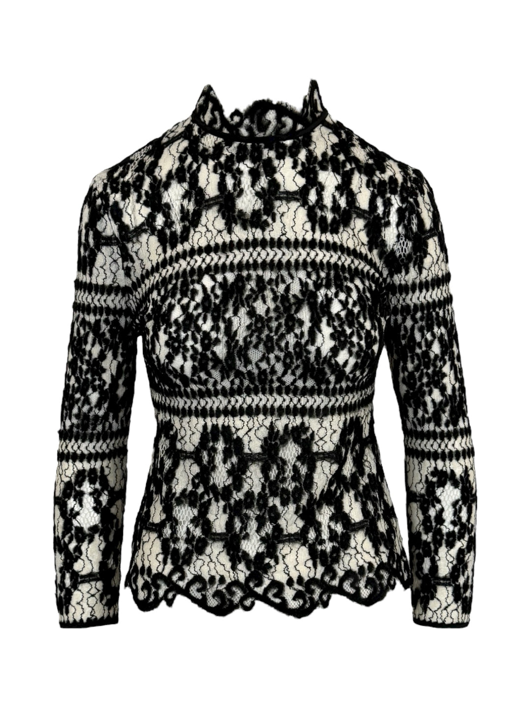 Erdem Size S Mock Neck Lace Long Sleeve Tops