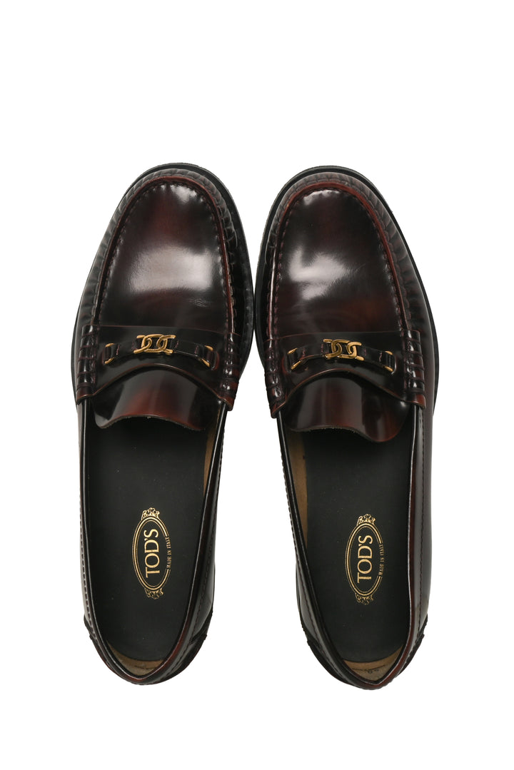 Tod's Size 40 Moc Stitching Leather Loafers