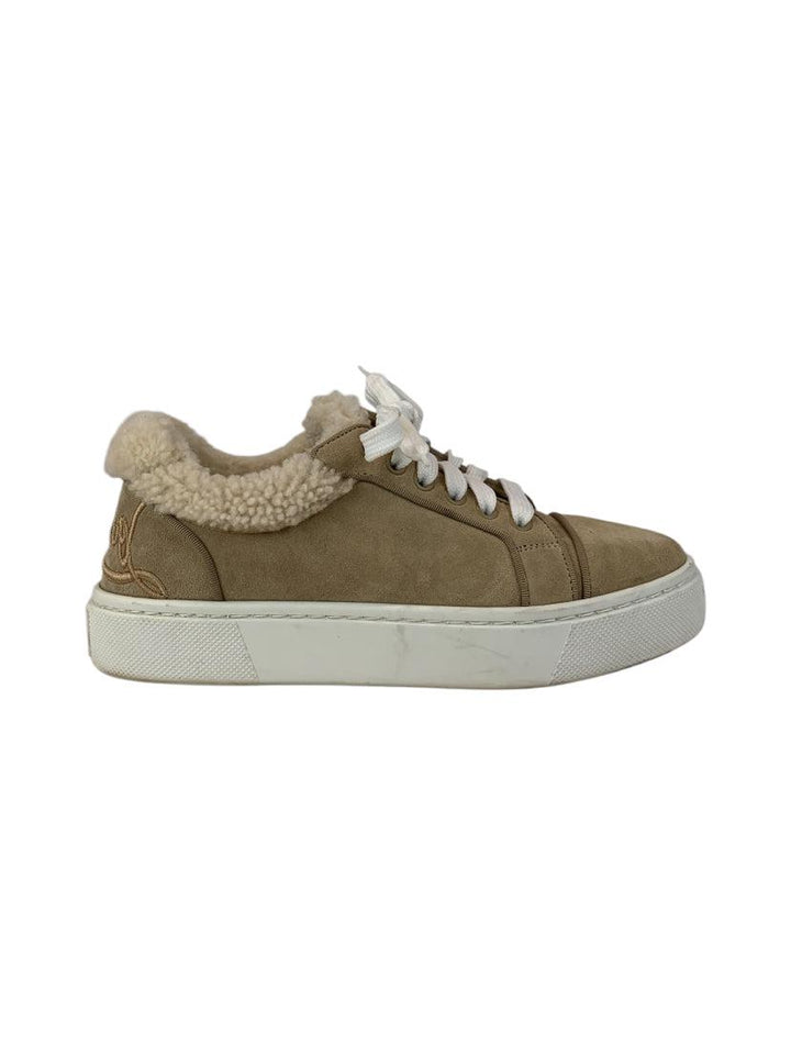 Christian Louboutin Size 36.5 Vierissima Shearling-trimmed Suede Sneakers