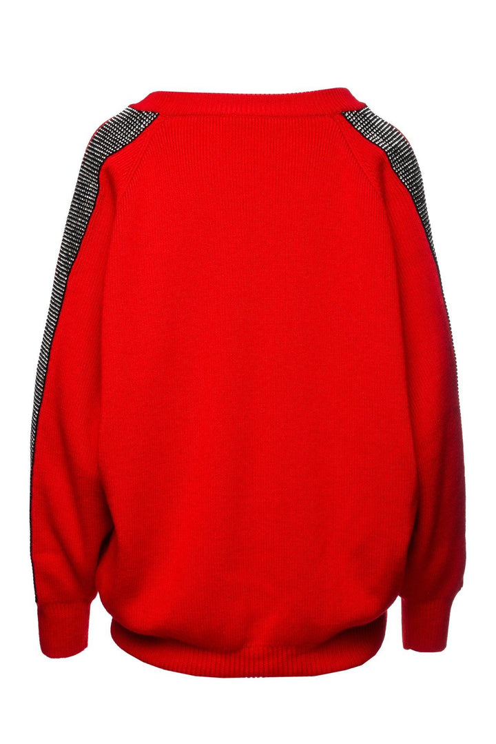Christopher Kane Size M 2018 Embellished Sleeve V-Neck Sweater