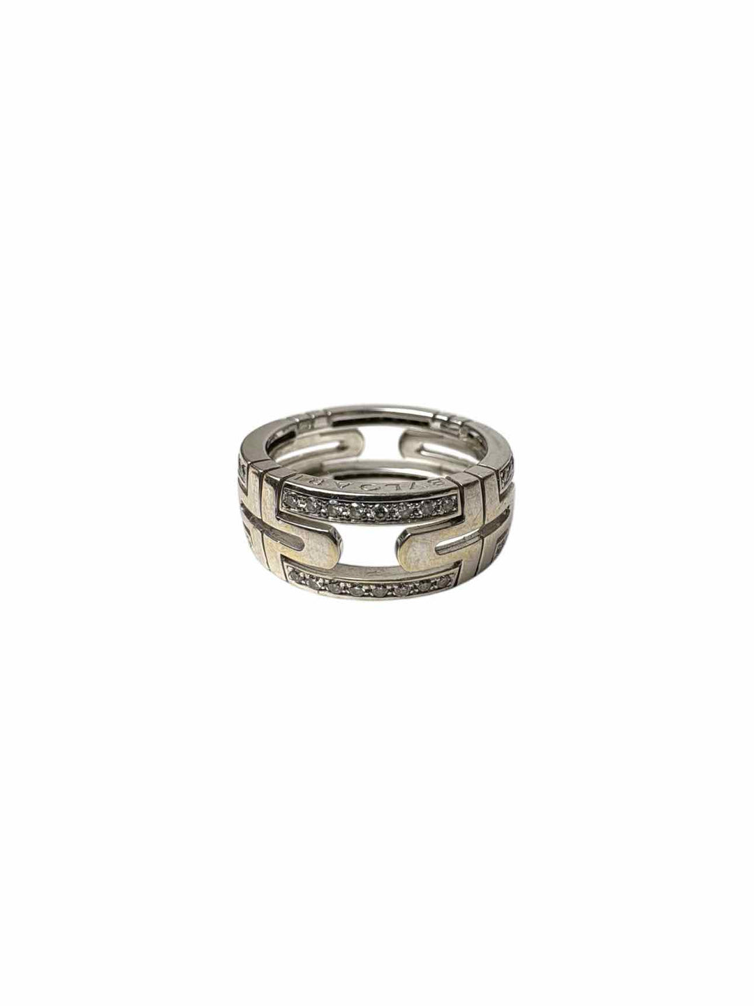 Bvlgari Size 7 18K White Gold & Diamond Parentesi Ring