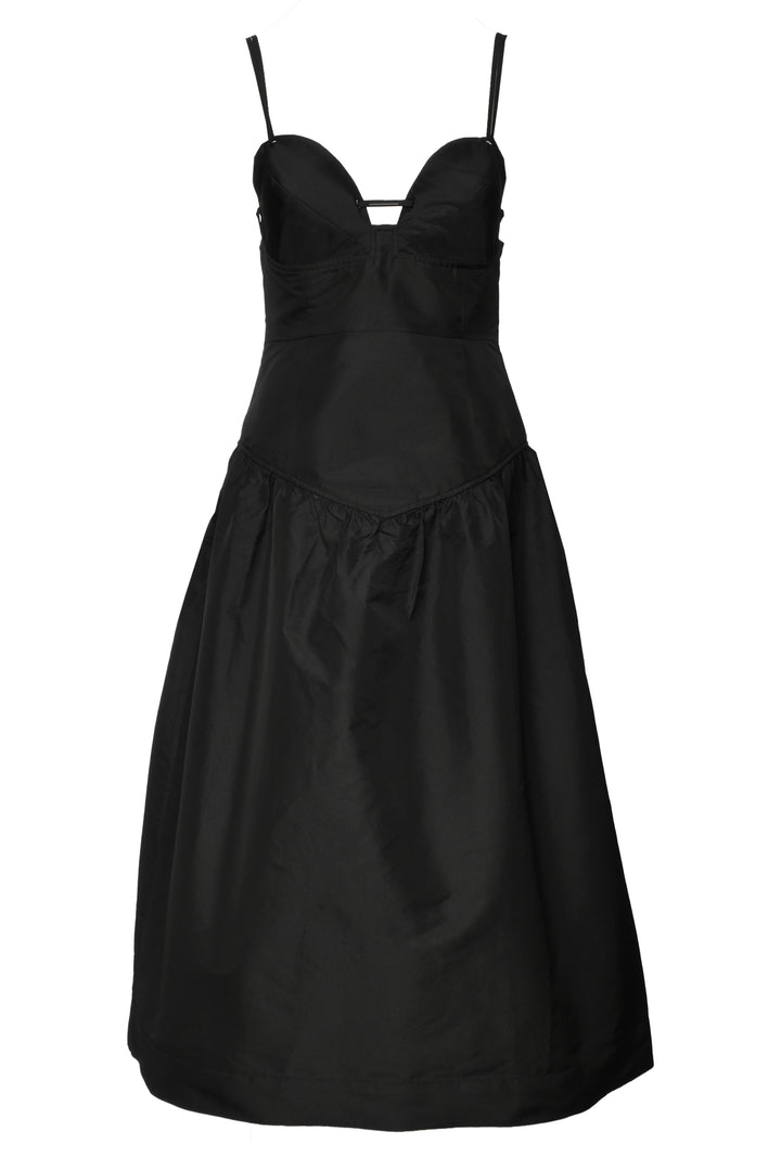Ganni Size 38 Taffeta Strappy Drop Waist Midi Dress