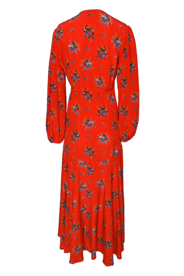 Ganni Size 38 Floral Wrap Maxi Dress
