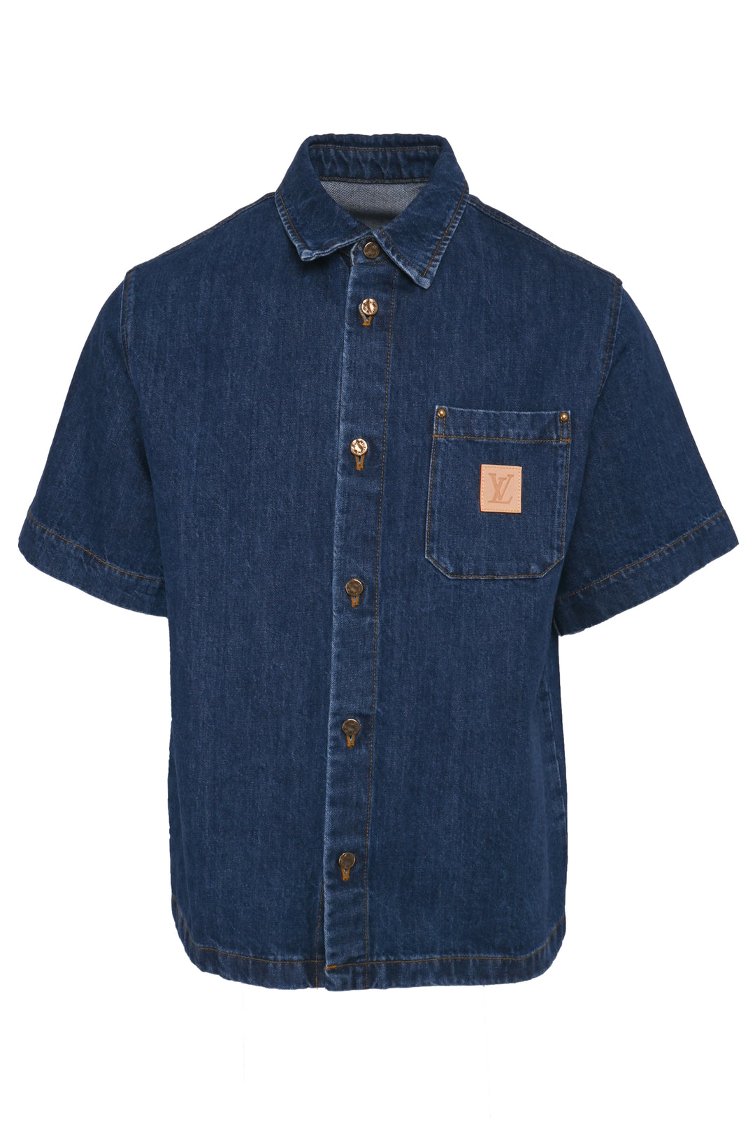 Louis Vuitton Size S Men's 2025 Staff Uniform Denim Short-Sleeved Shirt