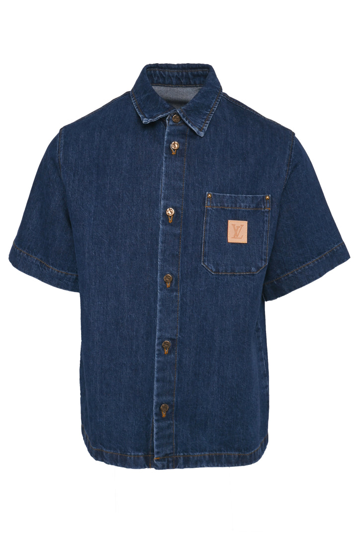 Louis Vuitton Size M Men's 2025 Staff Uniform Denim Short-Sleeved Shirt
