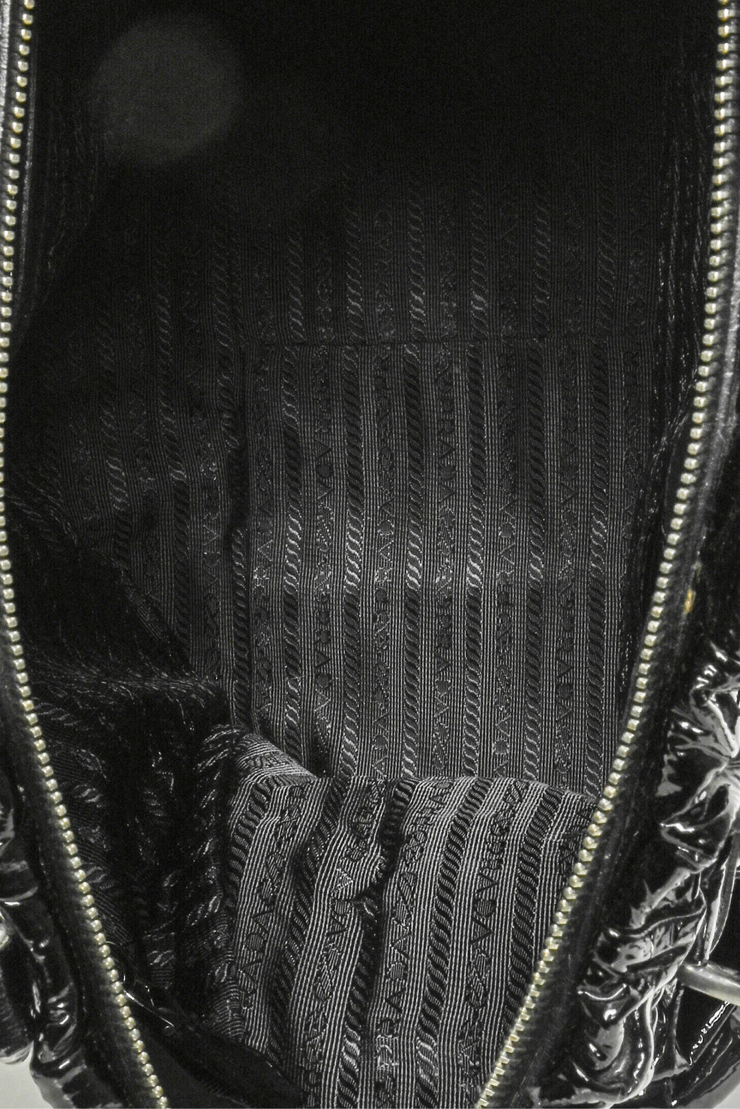 Prada Vernice Gaufre Ruched Patent Leather Tote