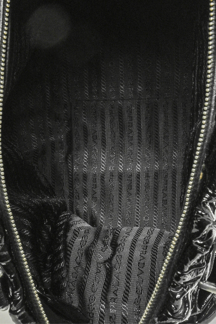 Prada Vernice Gaufre Ruched Patent Leather Tote