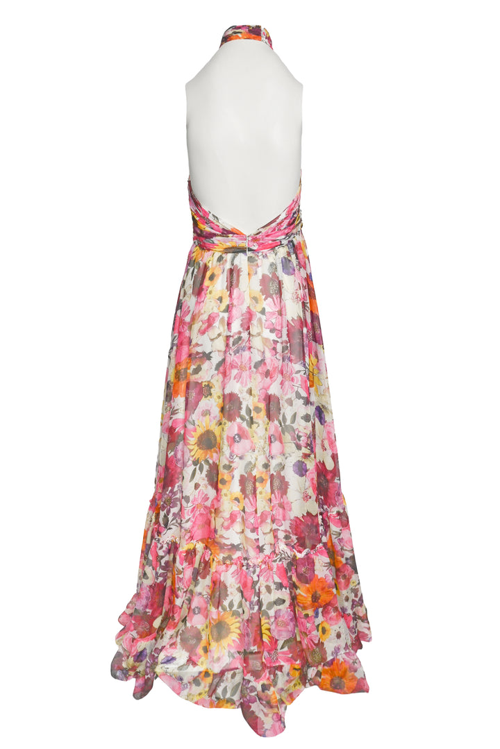 Mac Duggal Size 8 Halter Floral Maxi Gown