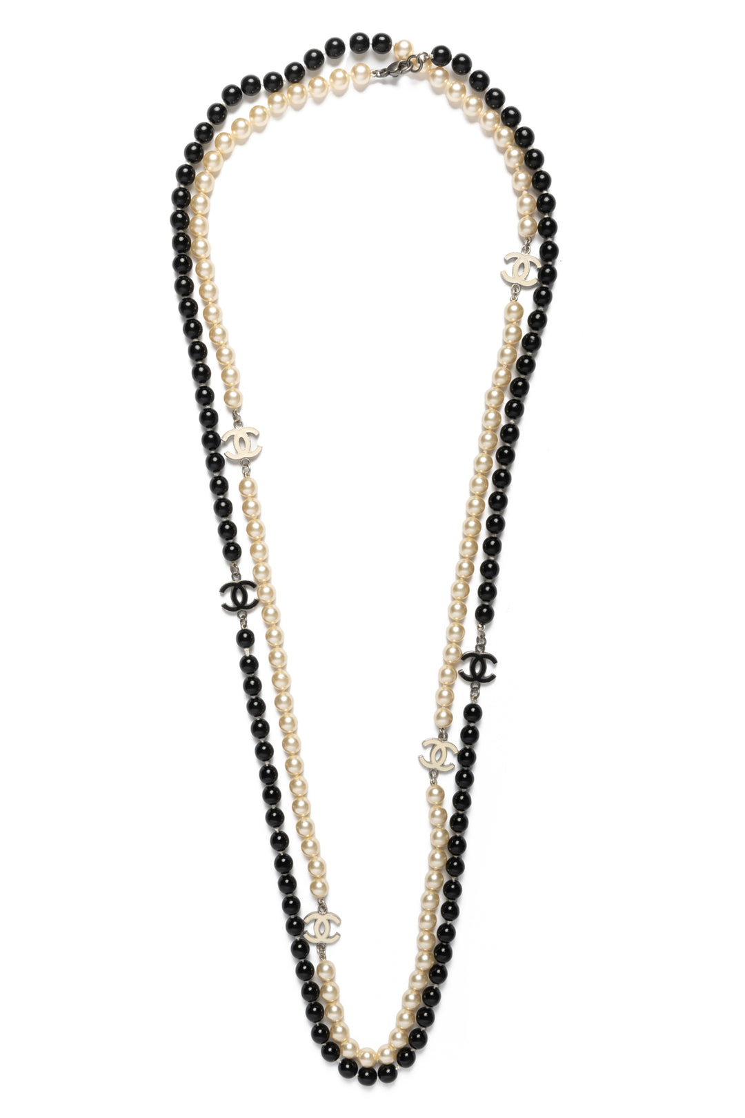 Chanel 2005 Enamel CC Two-tone Beaded Necklace