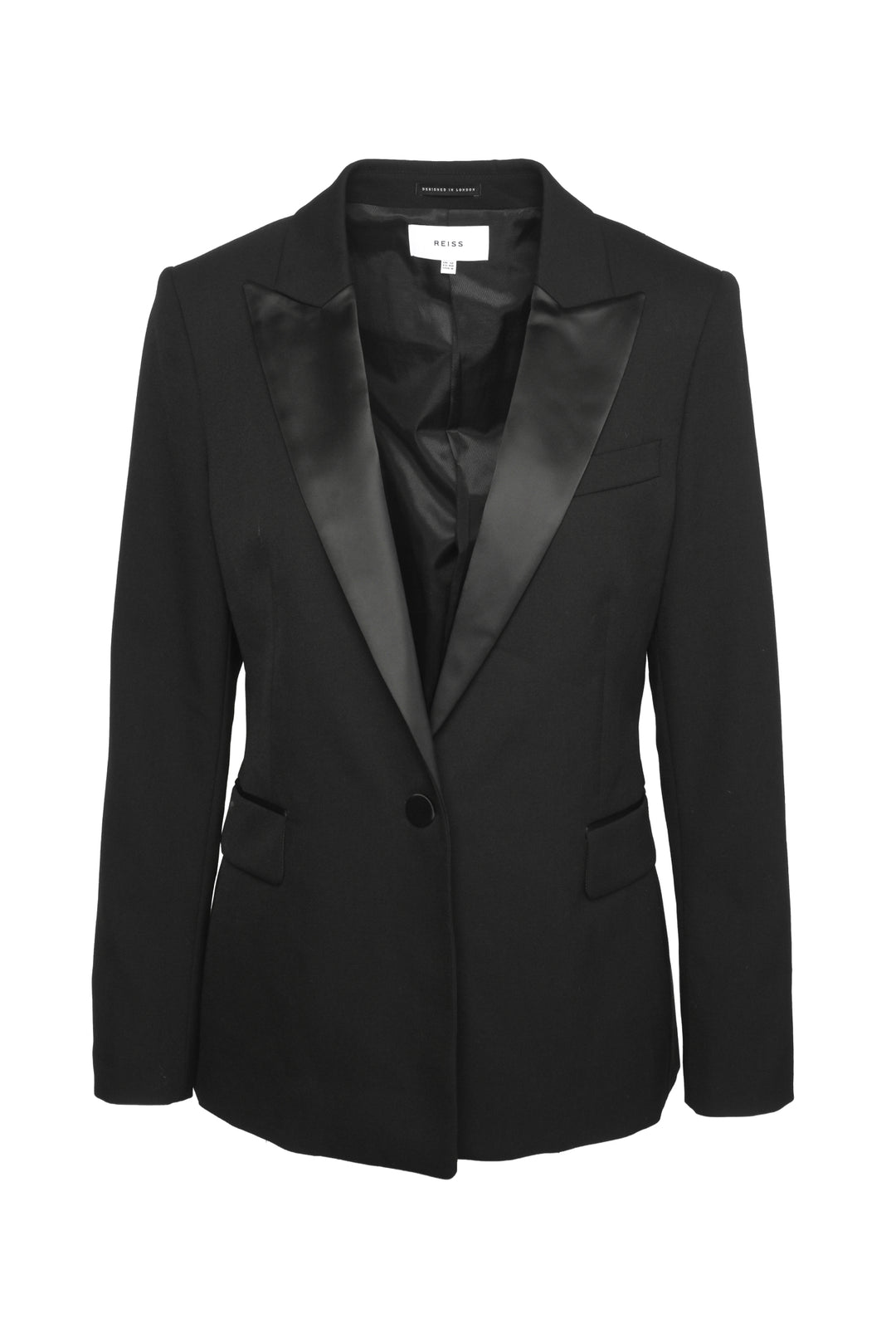 Reiss Size 8 Wren Satin Trimmed Blazer
