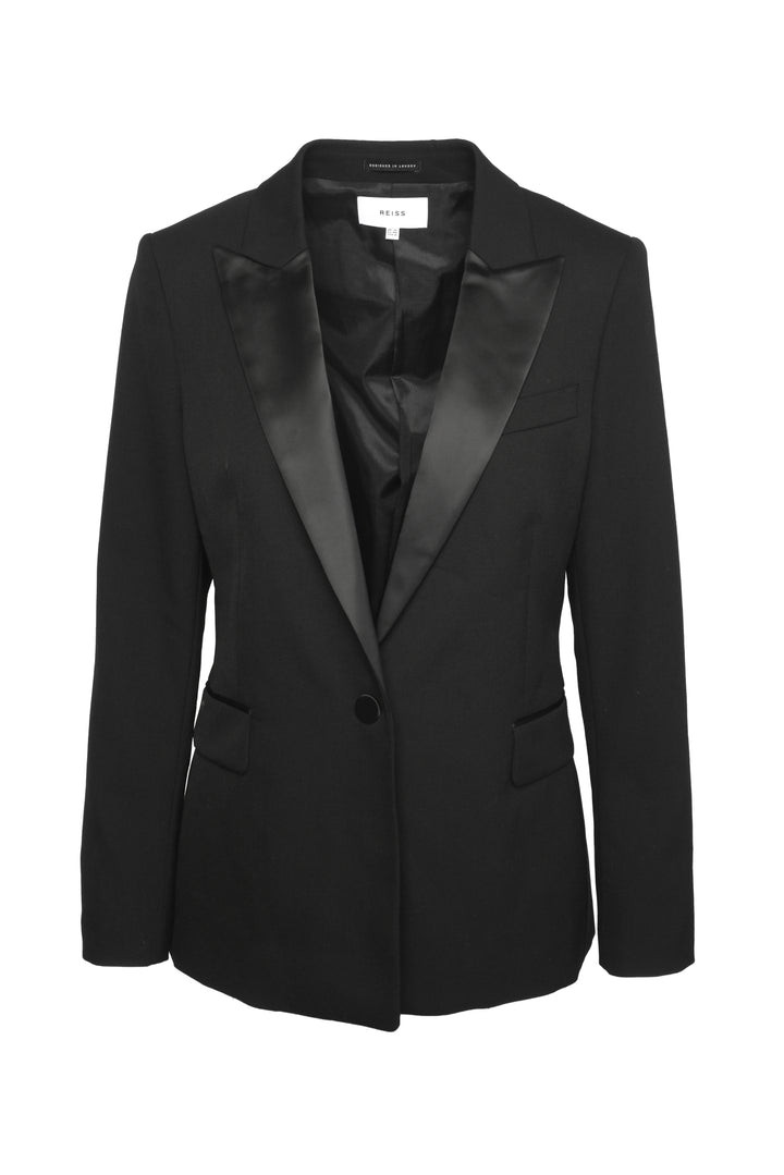 Reiss Size 8 Wren Satin Trimmed Blazer