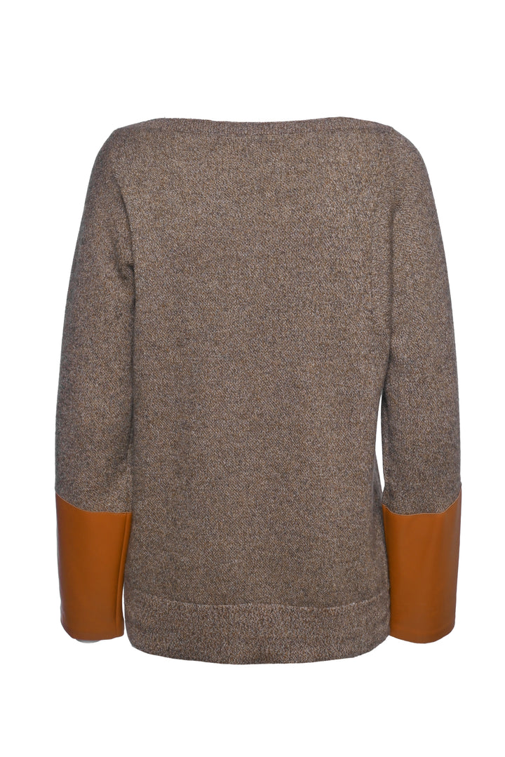 Hermes Size 36 Cashmere Knit & Lambskin Sleeve Sweater
