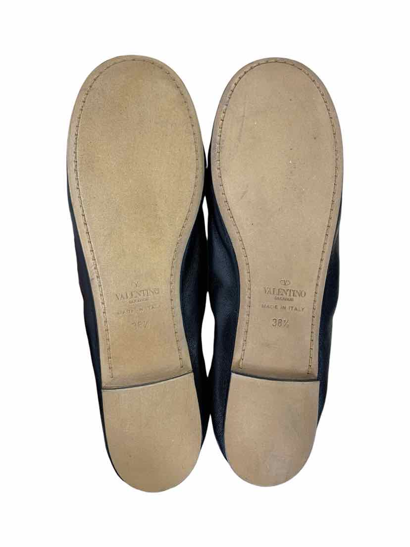 Valentino Size 38.5 Rockstud Leather Ballerina Flats