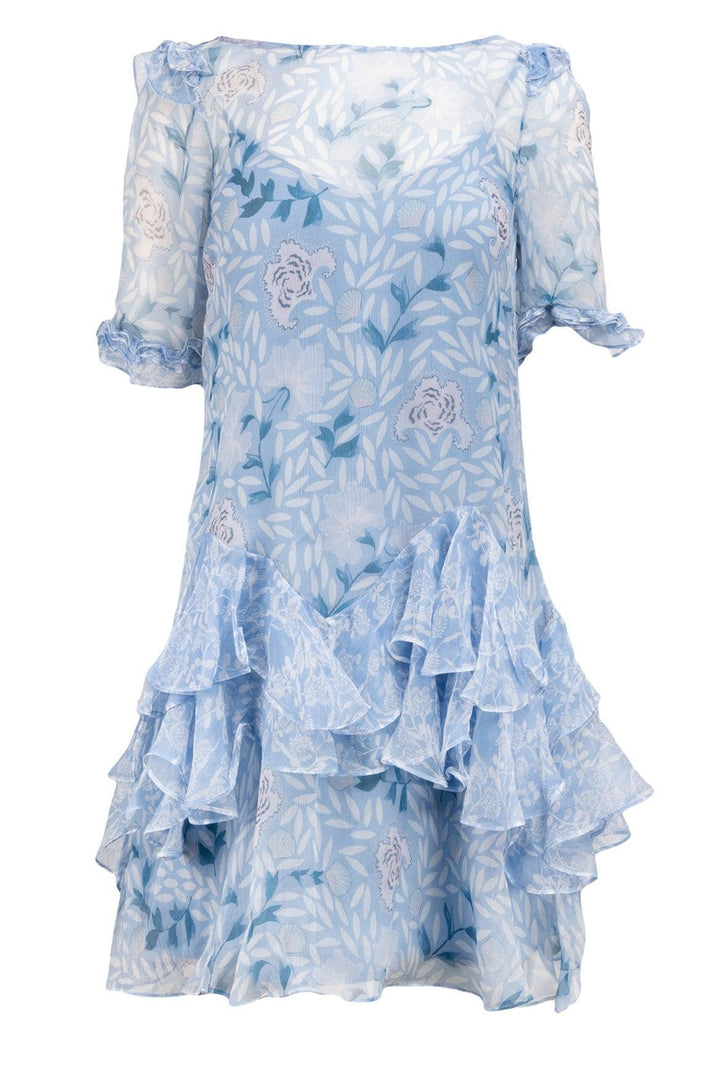 SALONI Size 2 Thea Ruffled Floral Silk Mini Dress