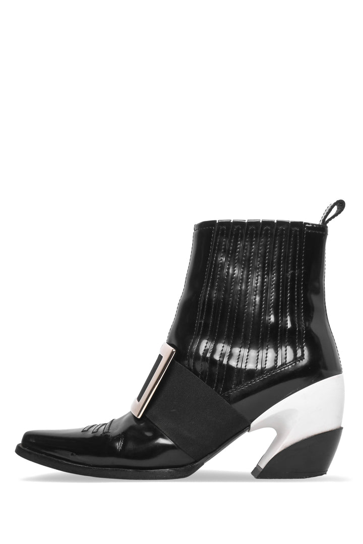 Roger Vivier Size 39.5 Viv Two-Tone Patent Western Ankle Boots