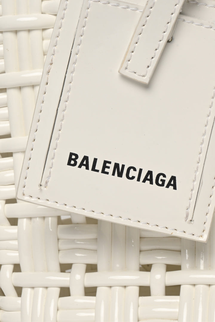 Balenciaga Bistro XS Woven Faux Leather Basket Bag Tote