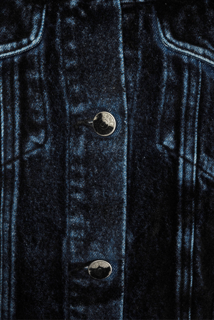 MM6 Size 42 Velour Coated Cropped Denim Jacket