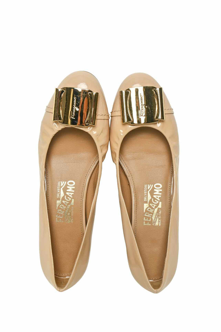 Salvatore Ferragamo Size 7 Patent Leather Ballet Flats
