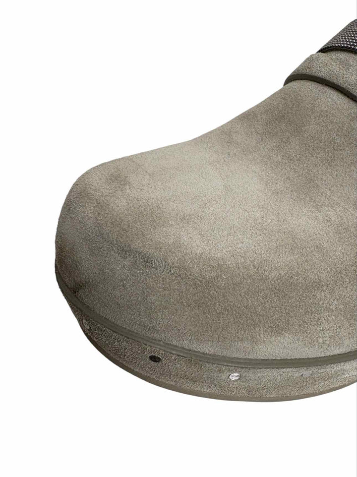Brunello Cucinelli Size 38 Suede Studded Mules & Clogs