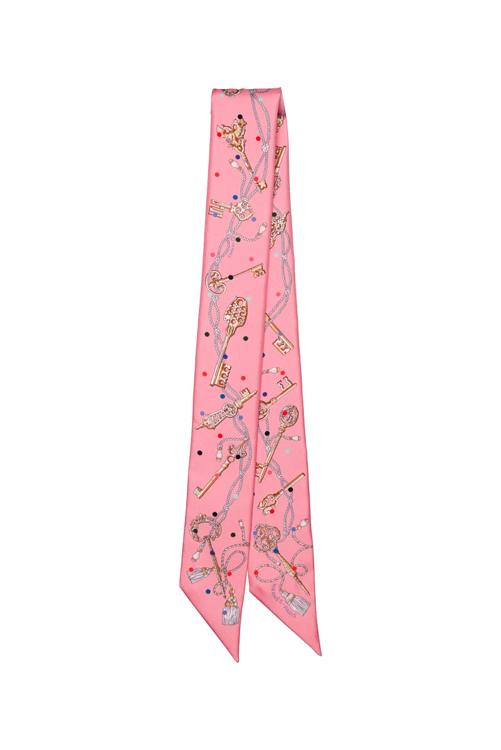 Hermes Les Cles A Pois Silk Twilly Scarf