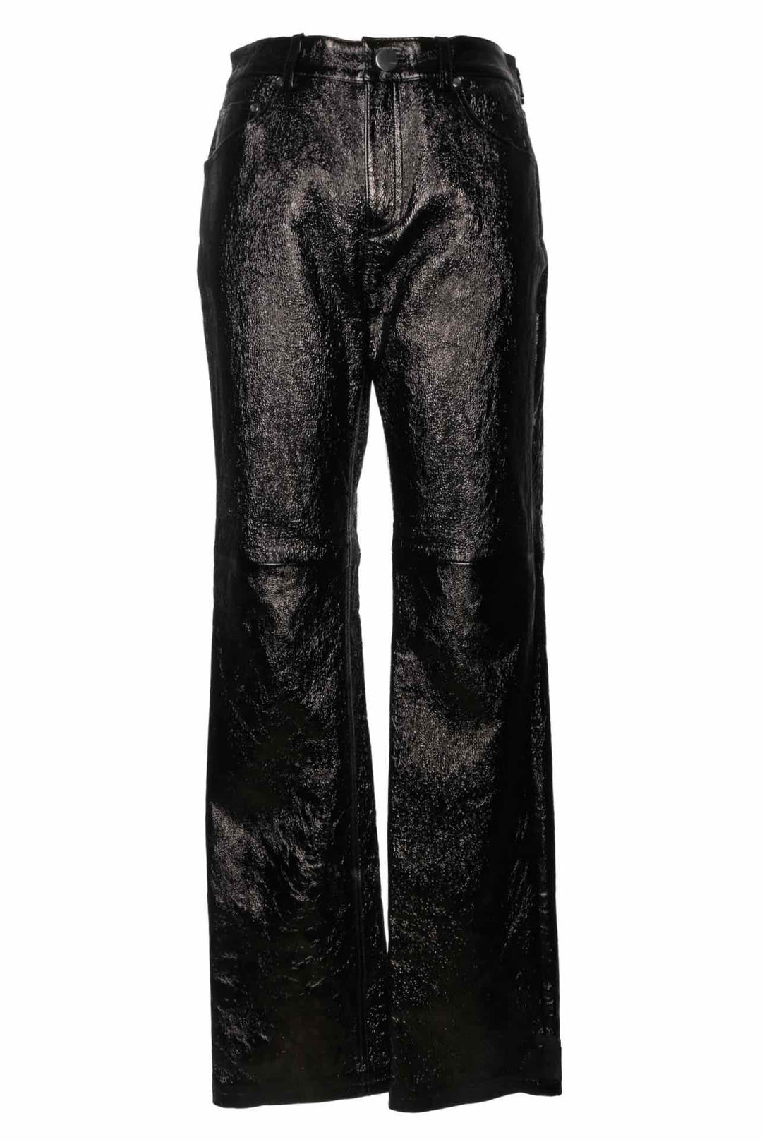 NBD Size S Crinkled-Finish Bonded Patent Leather Pants