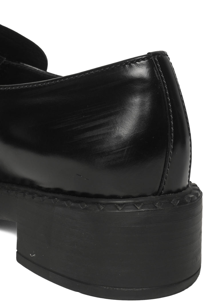 Prada Size 38 Chocolate Brushed Leather Loafers