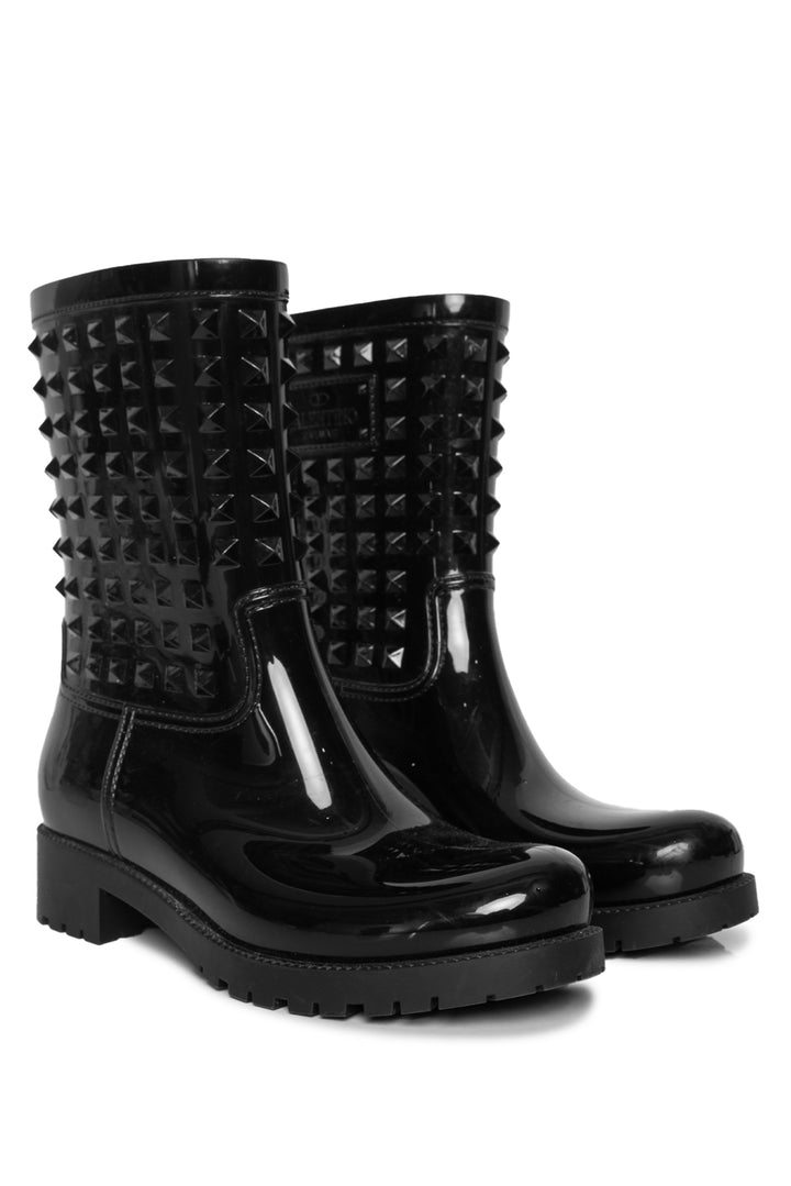 Valentino Size 41 Rockstud Rubber Rain Boots