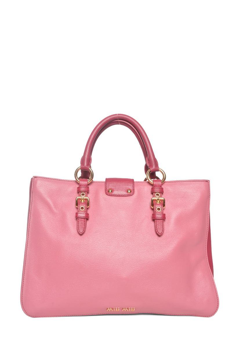 Miu Miu Two-tone Leather Buckle Tote